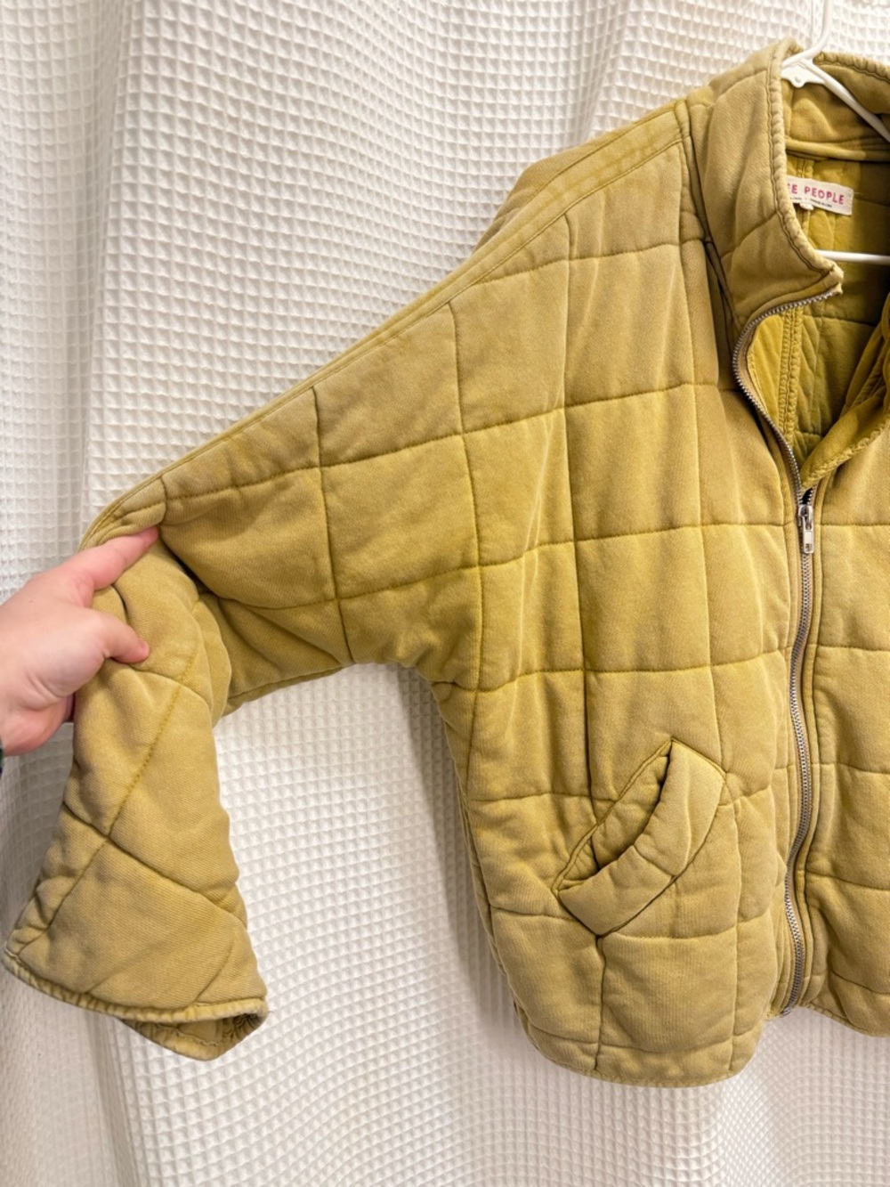 Free People Quilted Zip Jacket in Mustard - Picture 4 of 11